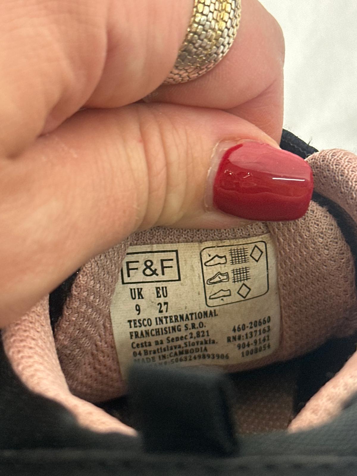 Kids F&F black and pink trainers - Size 9