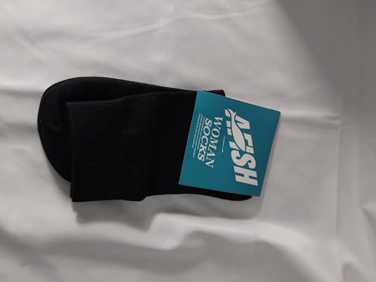 Ladies 1 Pair Black Ankle Socks AFISH - One Size