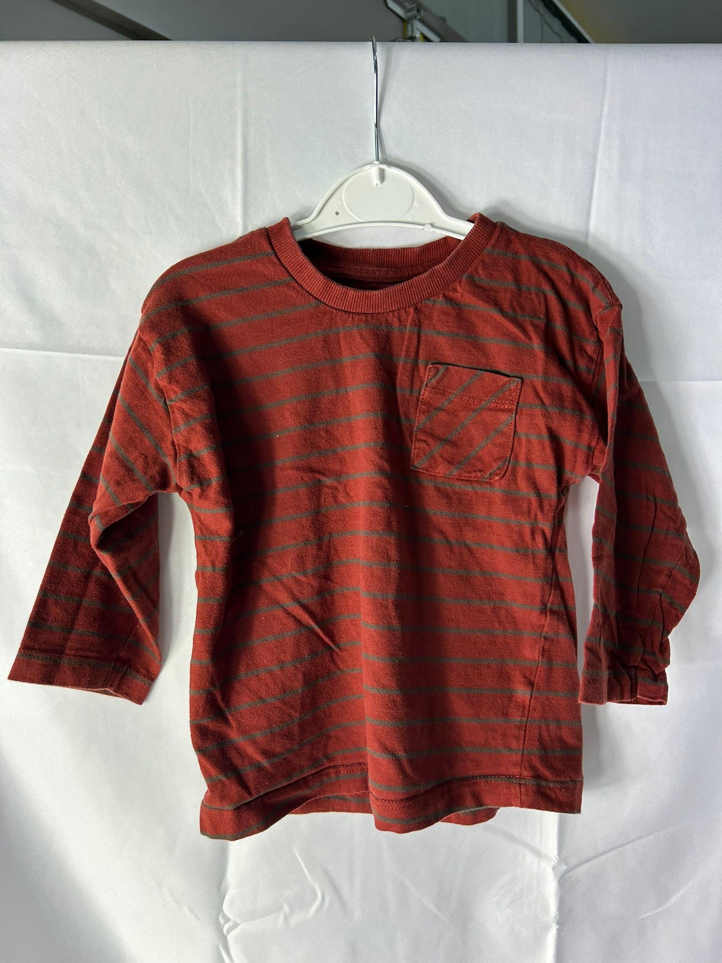 Kids orange grey stripes top - Age 3-4 Years