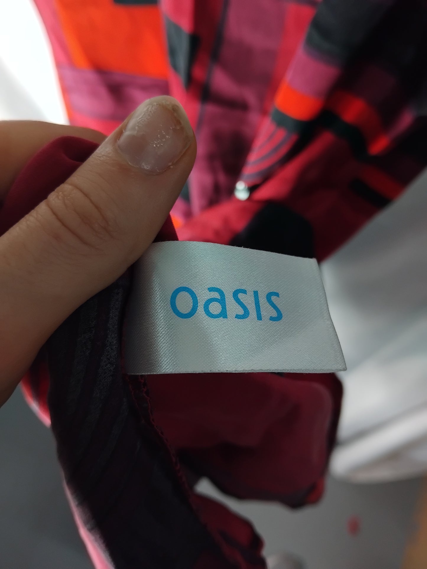 Ladies dress - Oasis pink red black sequined dress - est Size 12