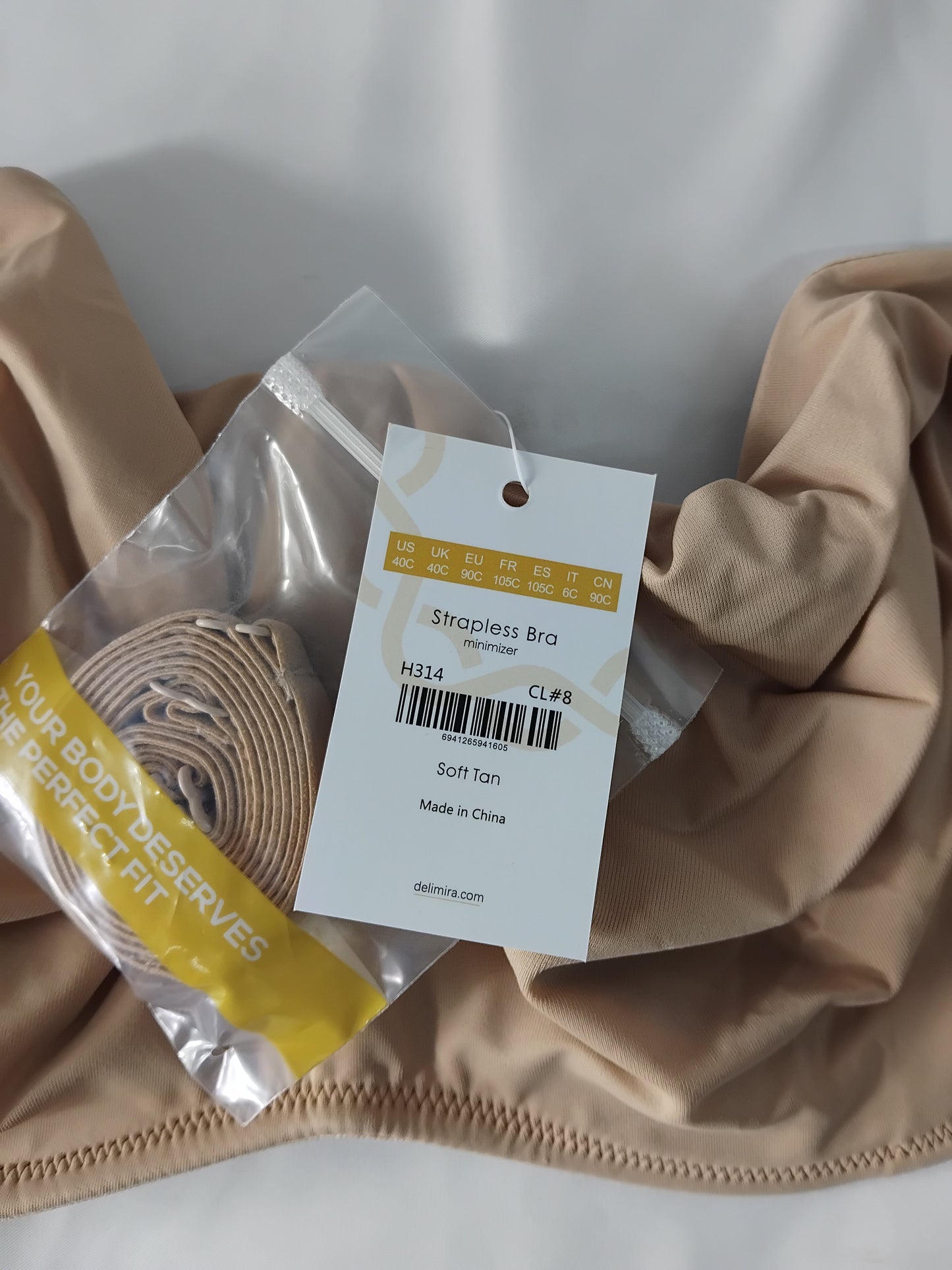 Ladies Bra Beige Strapless - Size 40C