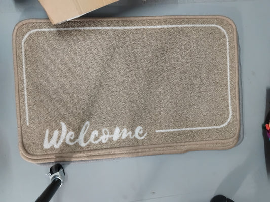 Soft Door Mat - Beige Welcome
