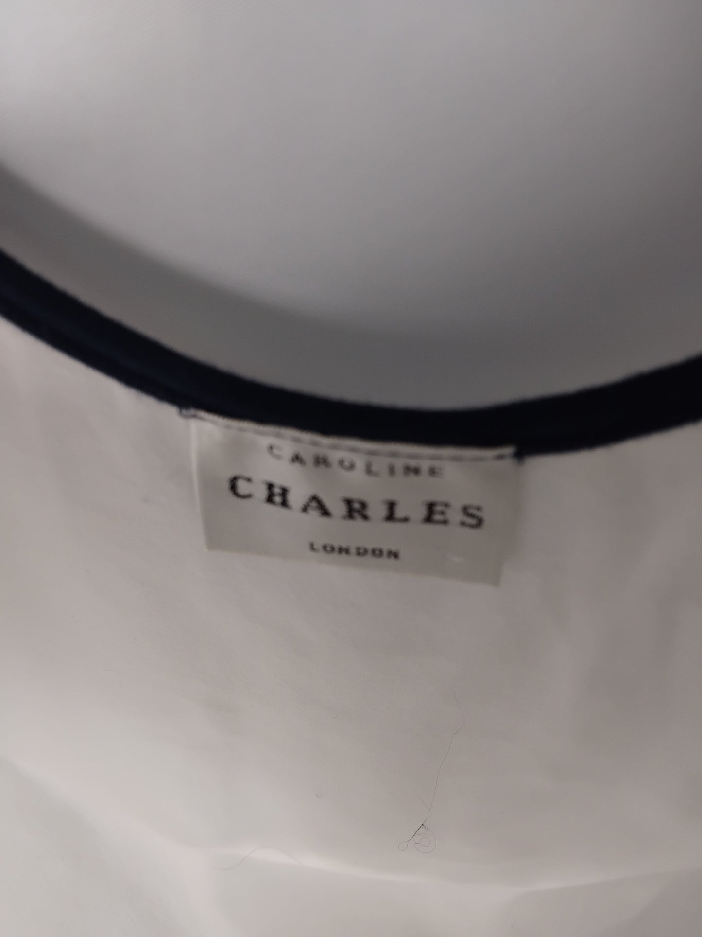 Ladies top - Charles white bodysuit blue lined - Size S