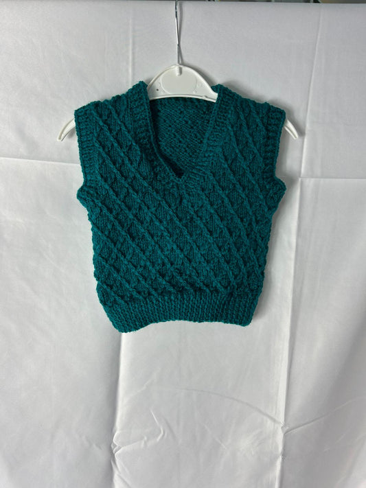 Baby Sweater Vest Deep Green  - Age 0-6 Months