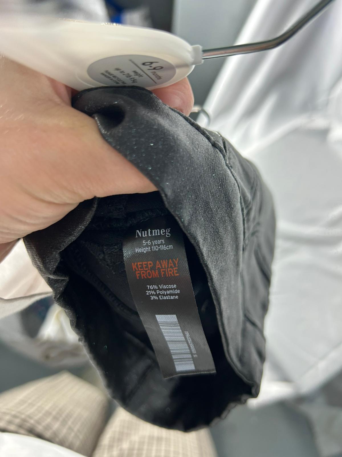 Kids Trousers NUTMEG Glittery Shiny Black  - Age 5-6 Years