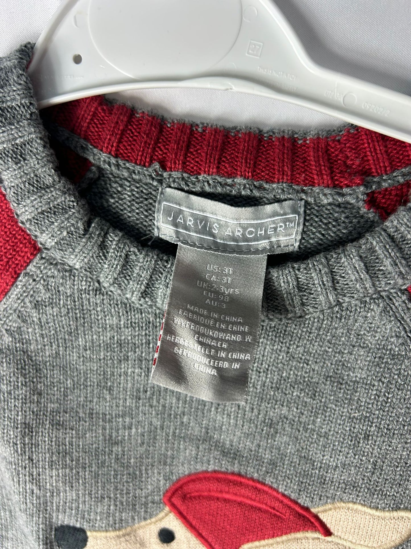 Kids JARVIS ARCHER Jumper Grey red sausage dog - Age 2-3 Years