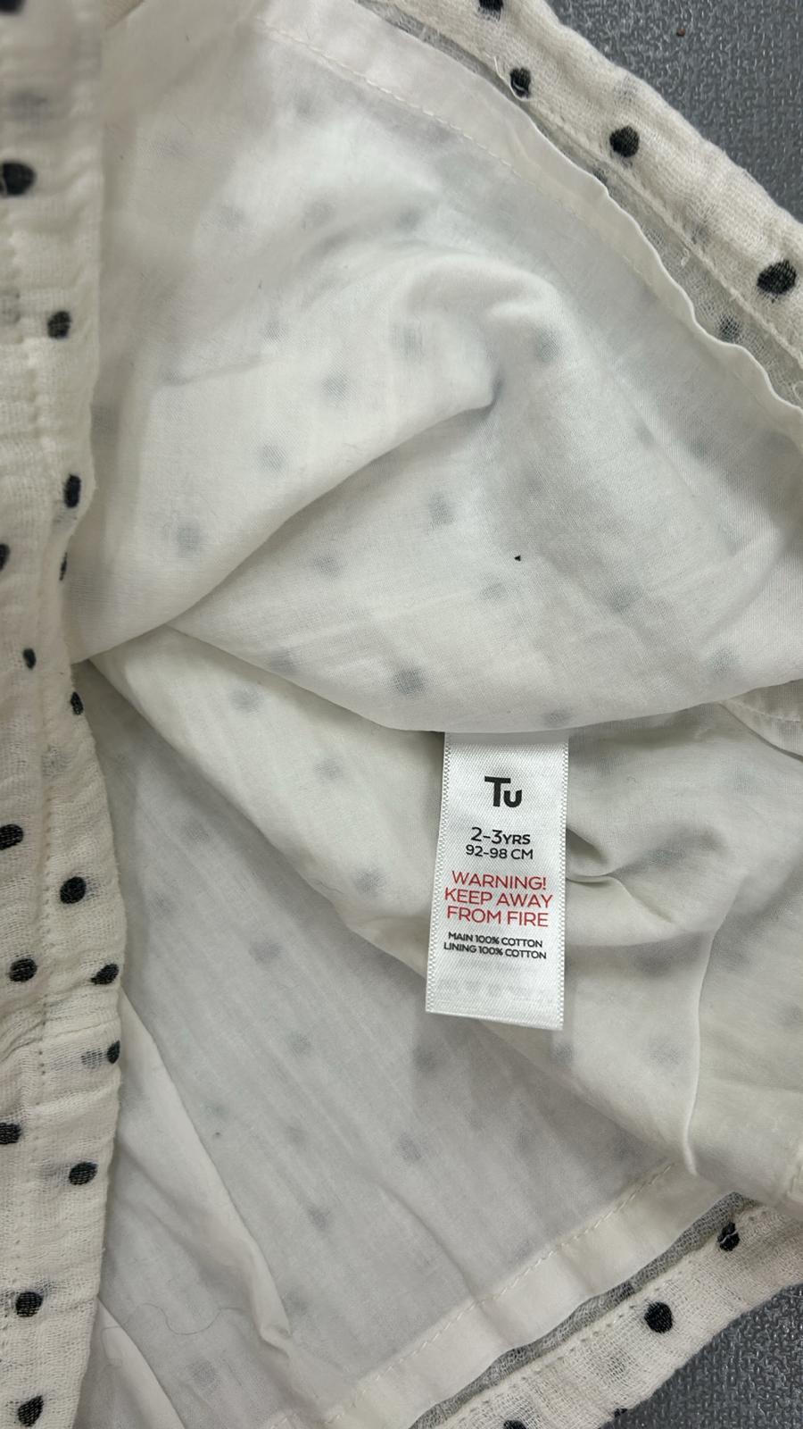 Kids TU Top Cream black polka dot - Age 2-3 Years