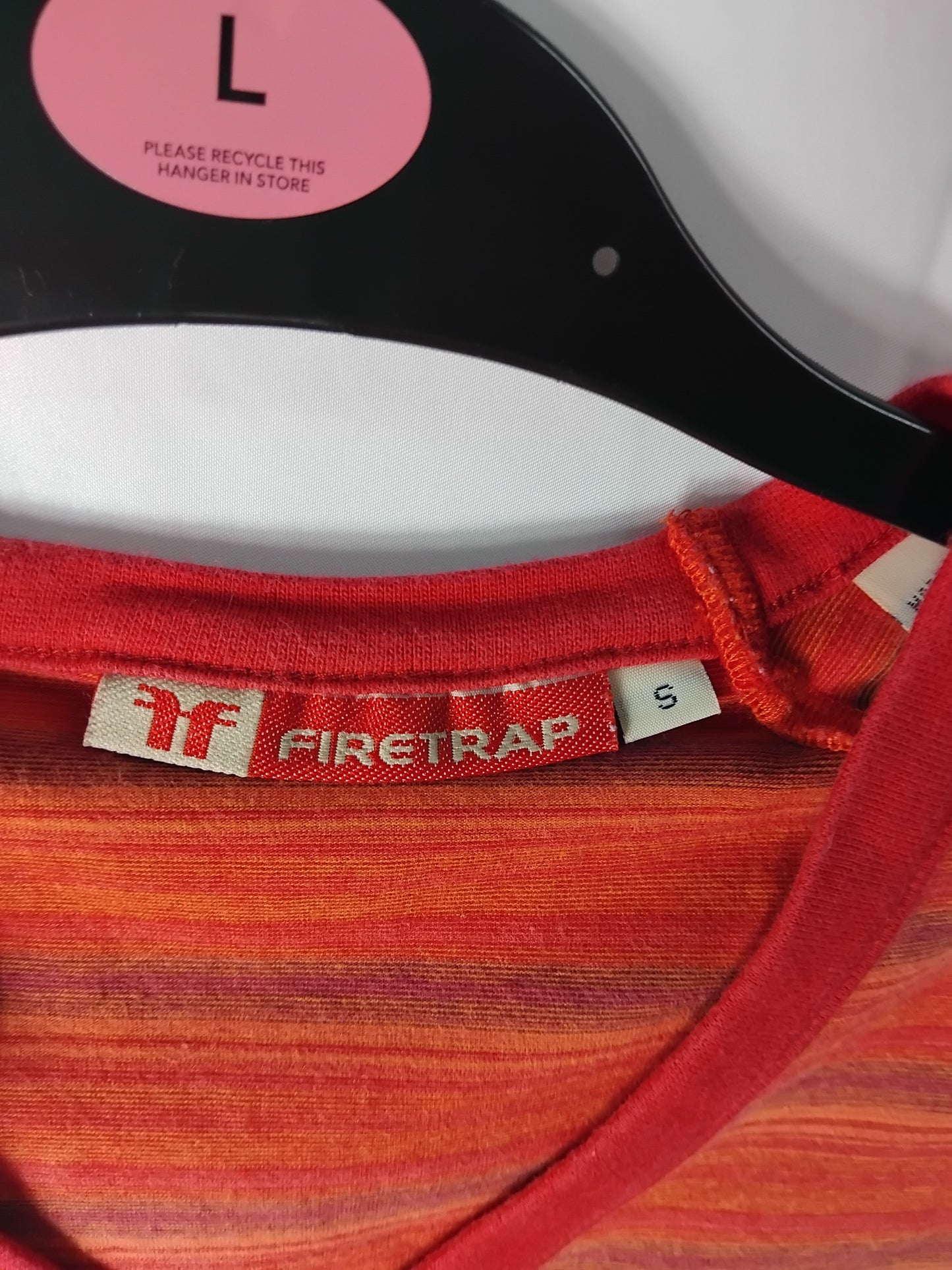 Ladies top - Firetrap orange striped cropped short sleeved top - Size S