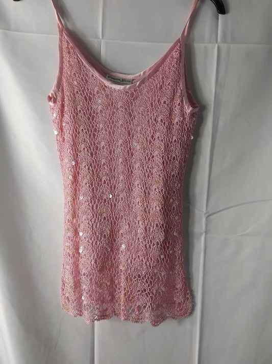 Ladies Charlotte Halton Pink Sequin Vest Top - Size 8 estimated