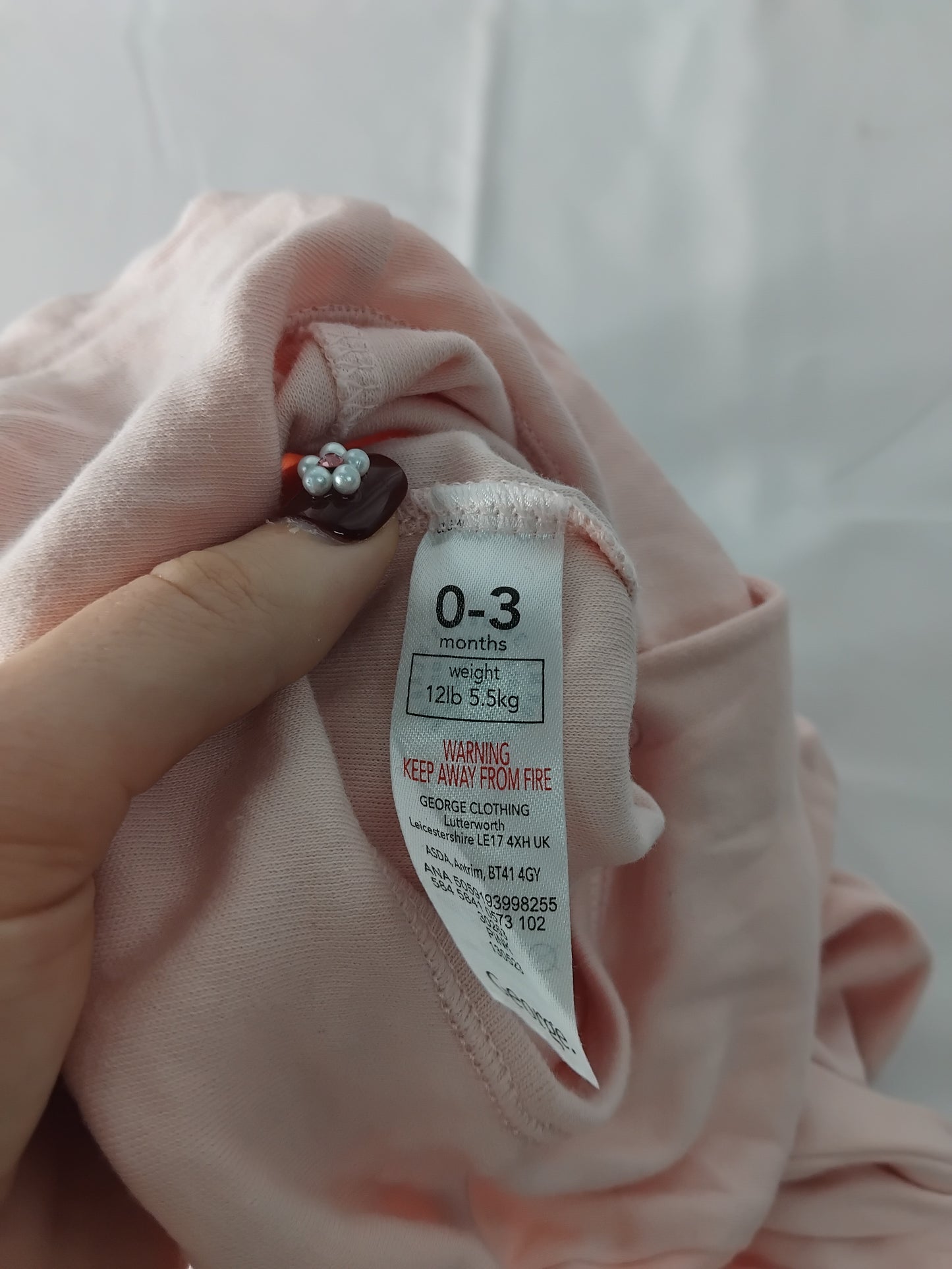 Babies 0-3 months George Pink babygrow