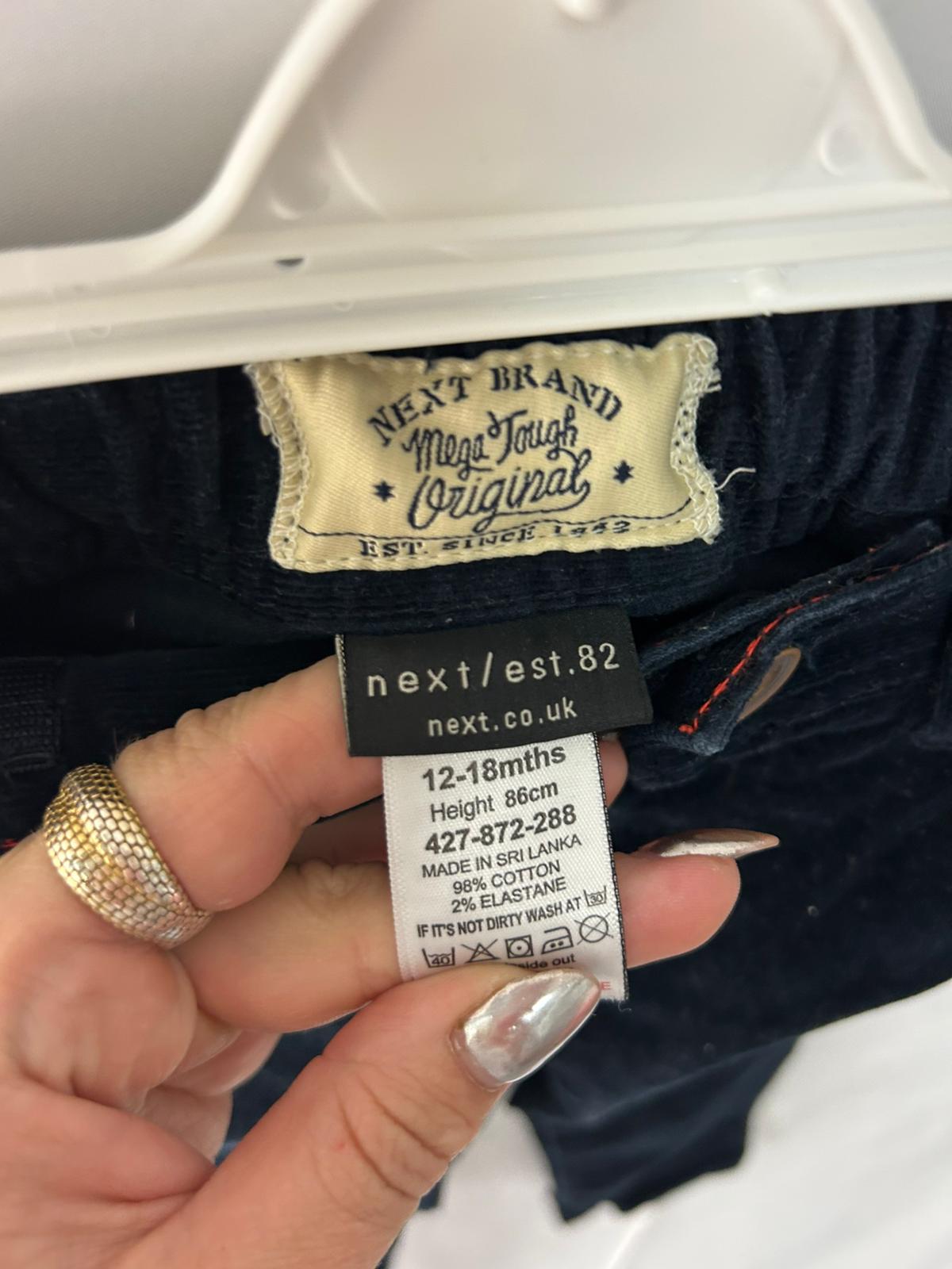 Baby NEXT Trousers Black Corduroy - Age 12-18 Months