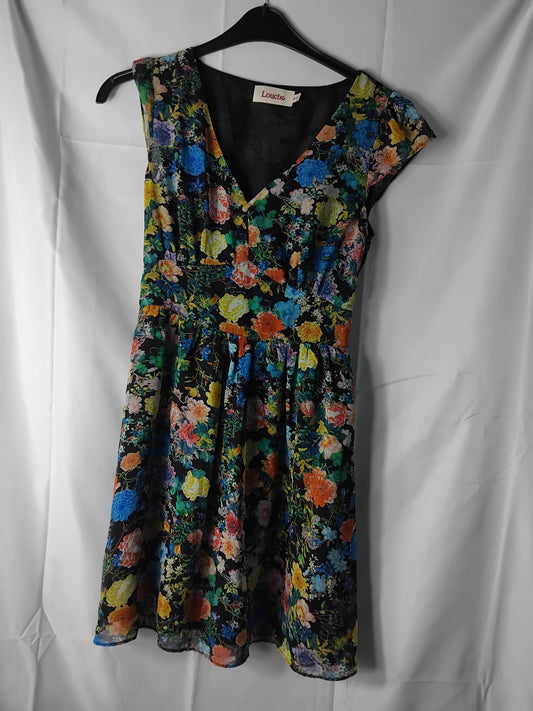 Ladies Louche Black and Floral Dress - Size 8