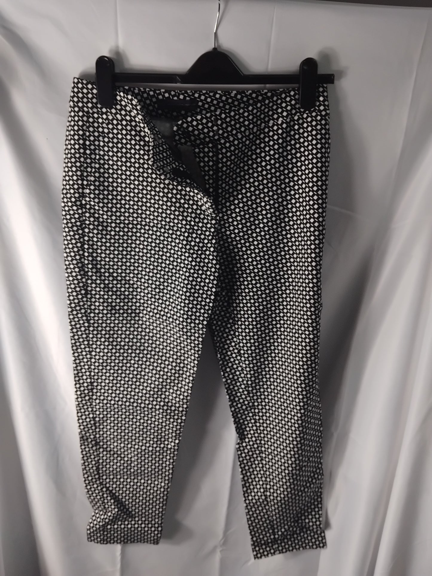 Ladies Trousers M&S black white geometric formal - Size 12
