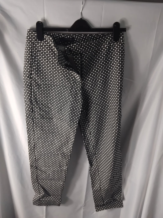 Ladies Trousers M&S black white geometric formal - Size 12