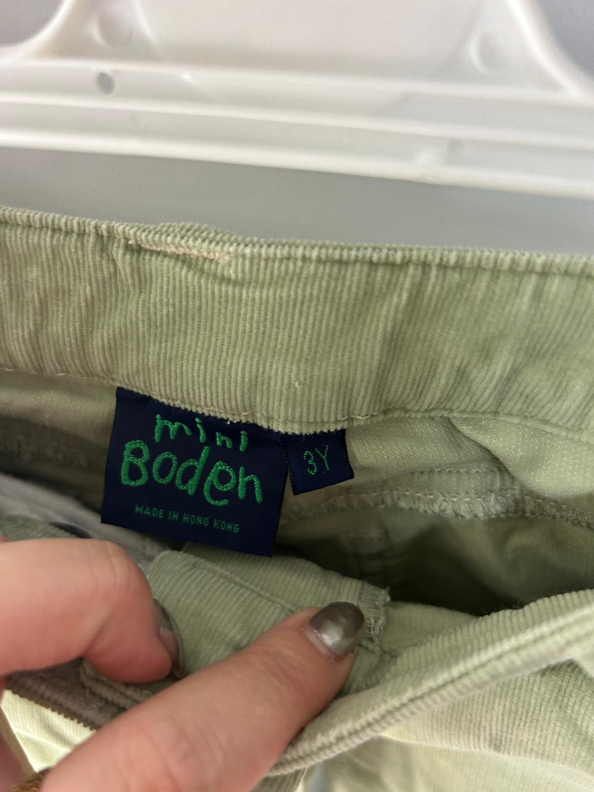 Kids MINI BODEN Trousers Green Corduroy - Age 3 Years