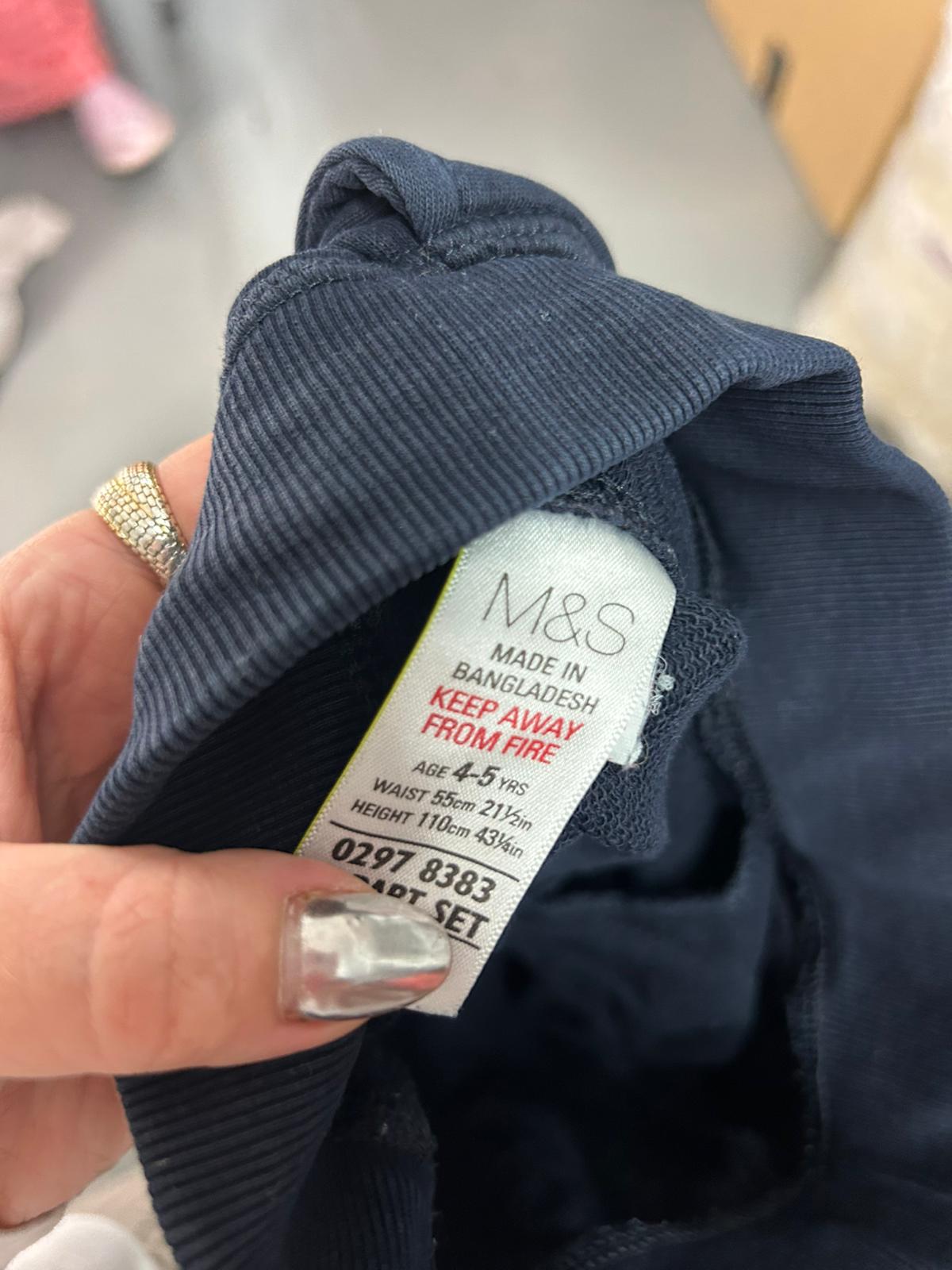 Kids Boys Trousers M&S Dark Blue Joggers - Age 4-5 Years