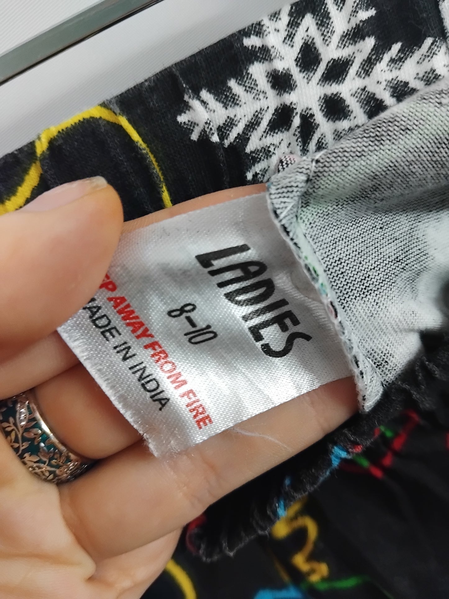 Ladies Pyjama bottoms - Black Neon Christmas - Size 8-10