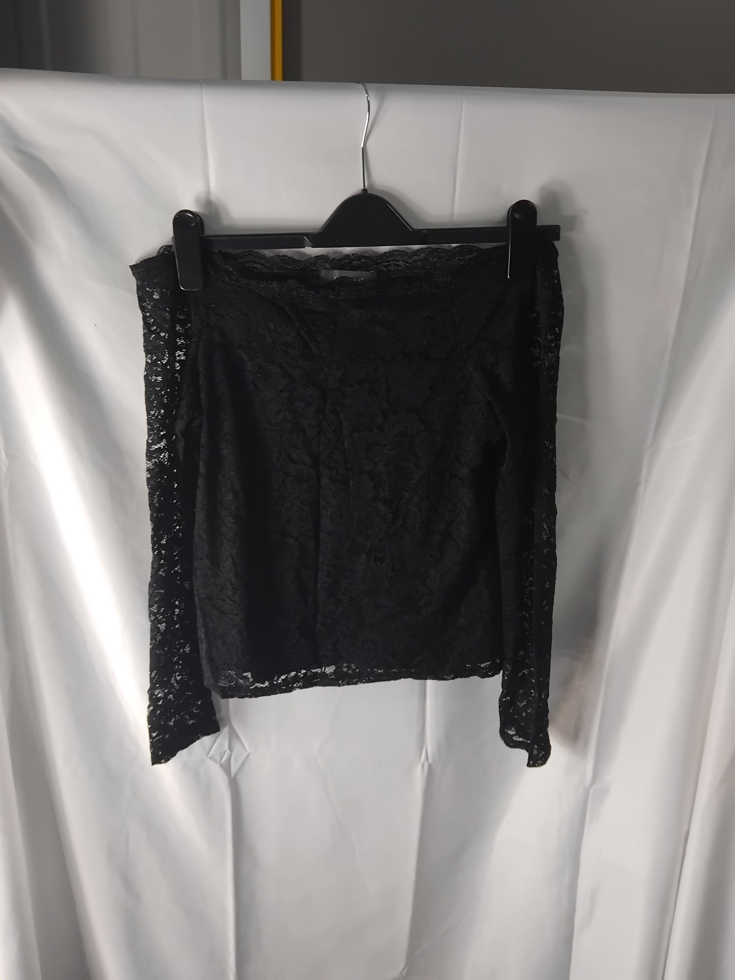 Ladies top Primark black lace off shoulder - Size 12