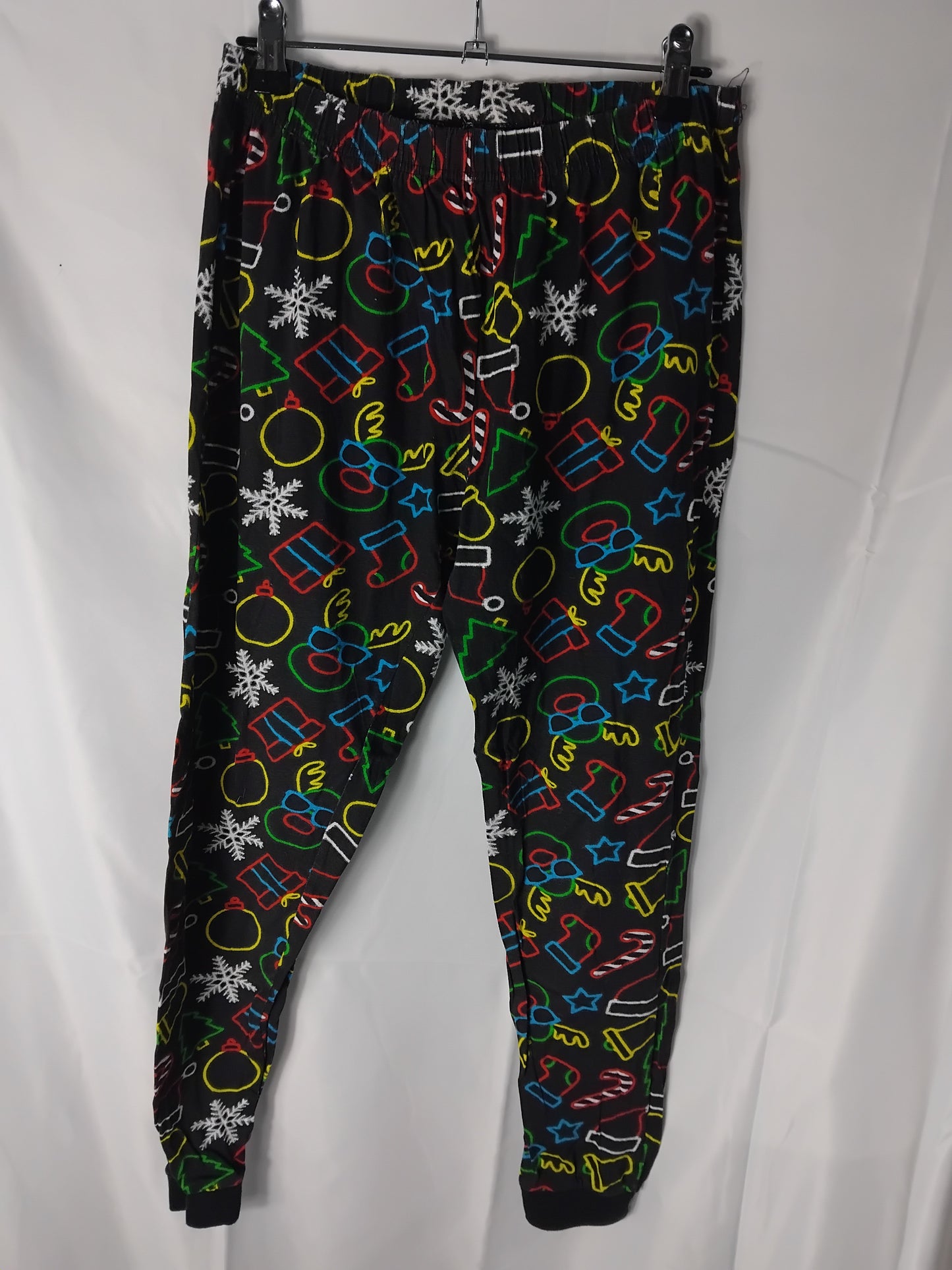 Ladies Pyjama bottoms - Black Neon Christmas - Size 8-10