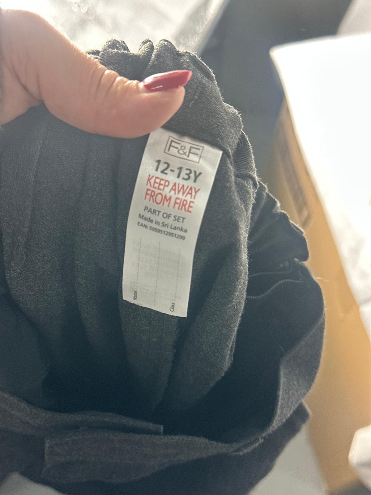 Kids Boys F&F School Trousers black - Age 12-13