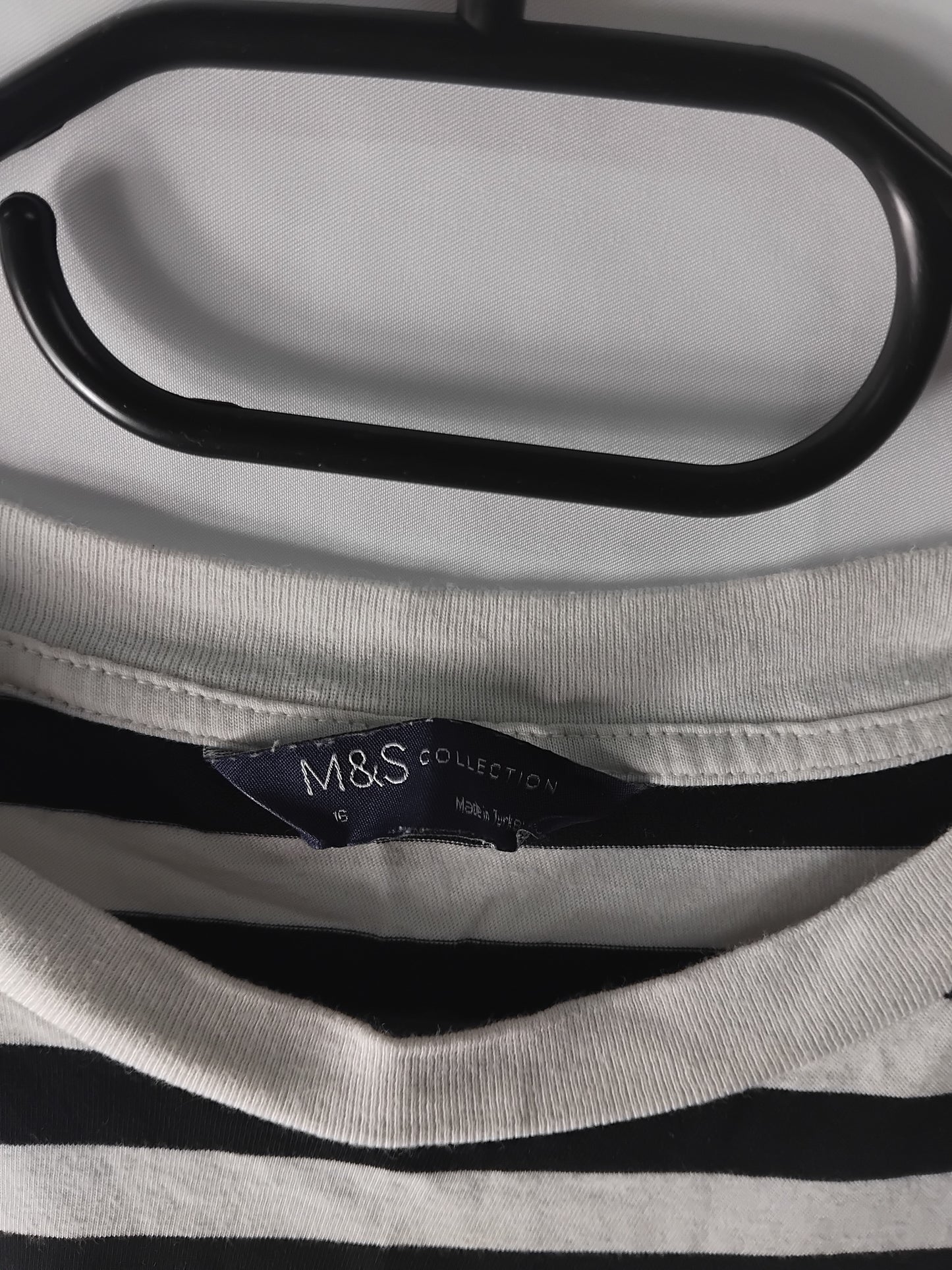 Ladies top M&S black white stripes tee  - Size 16