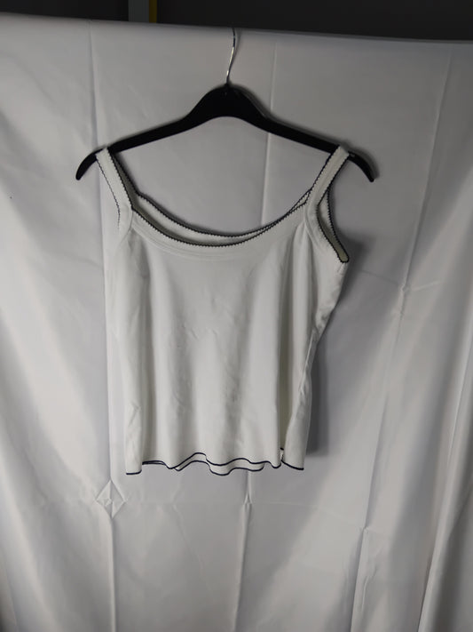 Ladies top - Next White vest top black edged - Size 12
