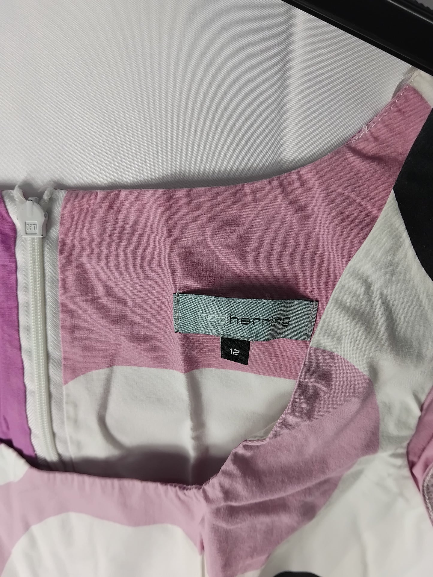Ladies top - RedHerring colour block pink purple white top - Size 12