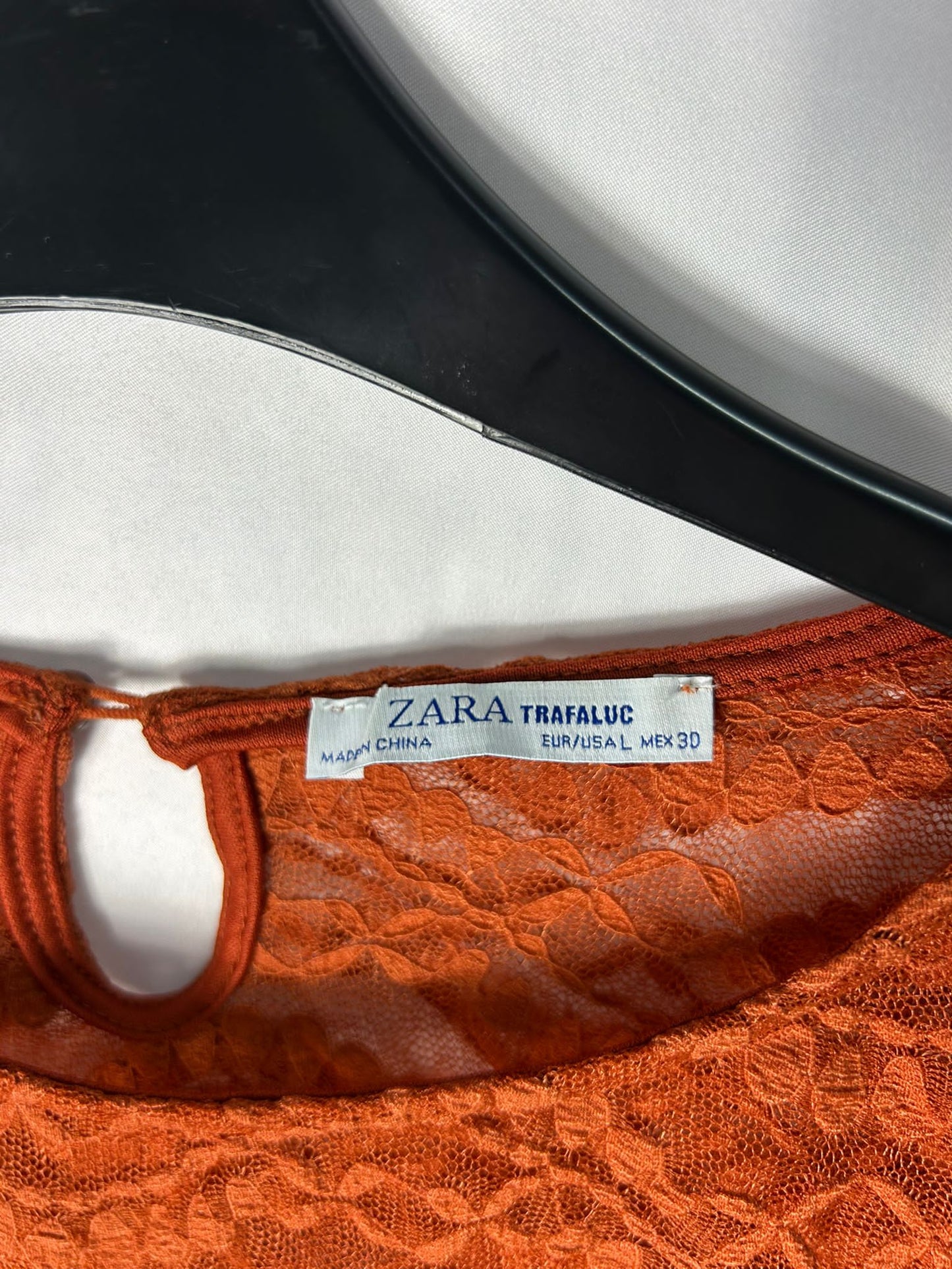 Ladies size large (approx 12) - Zara orange lace top