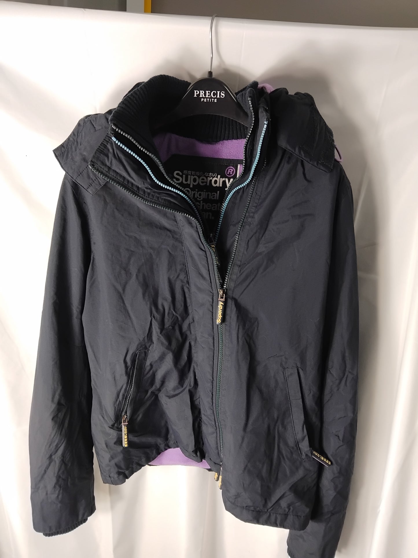 Ladies coat - Superdry black waterproof- Size XL