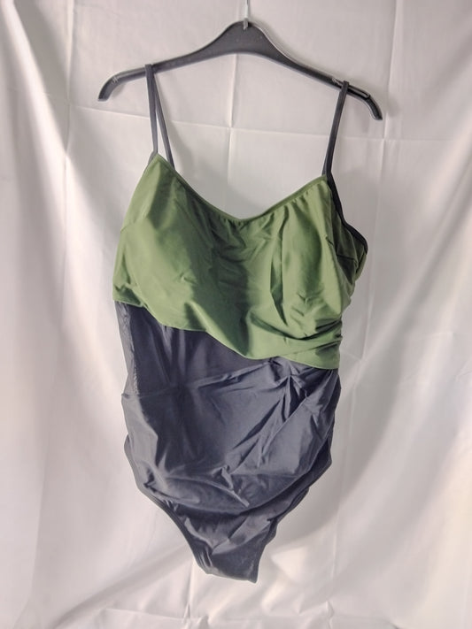 Ladies Swimwear Green Grey One Piece - Size XL