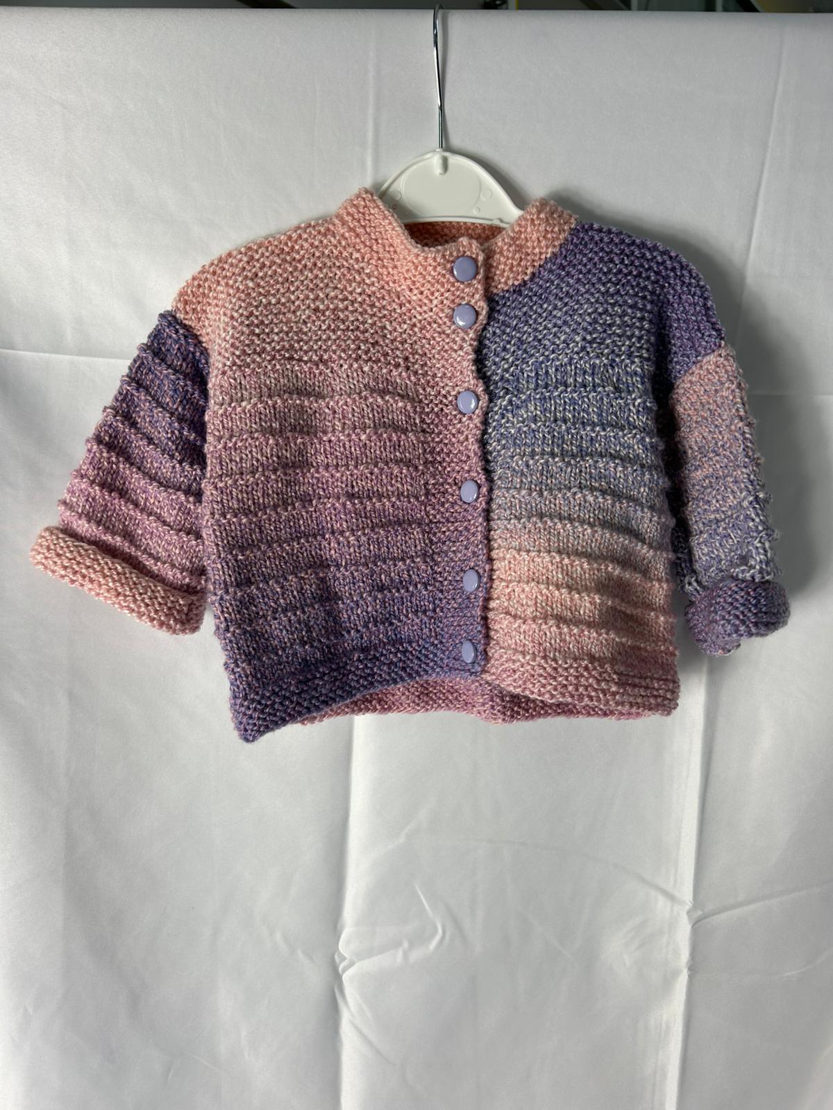 Baby Girls Cardigan Pink Lilac Ombre - Age 18-24 Months