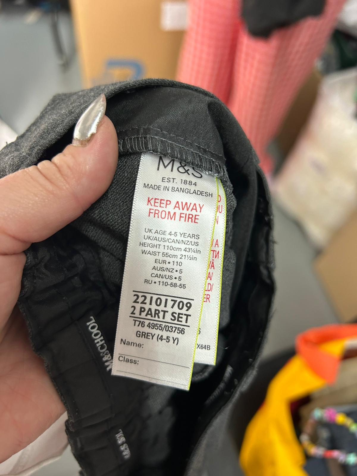 Kids M&S School Shorts Grey  - Age 4-5 Years