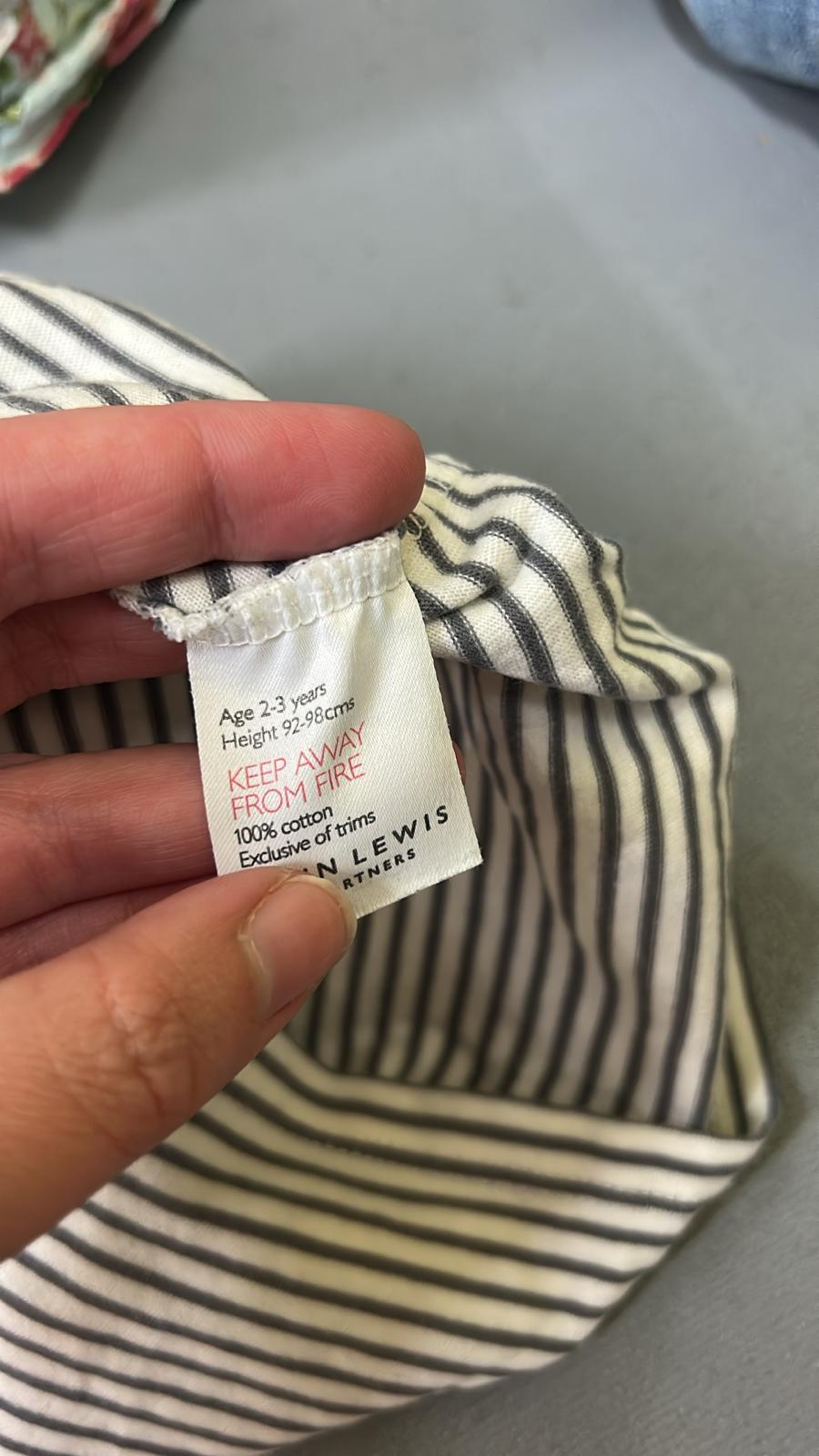 Kids JOHN LEWIS Black White Stripes Deer Owl Top - Age 2-3 Years