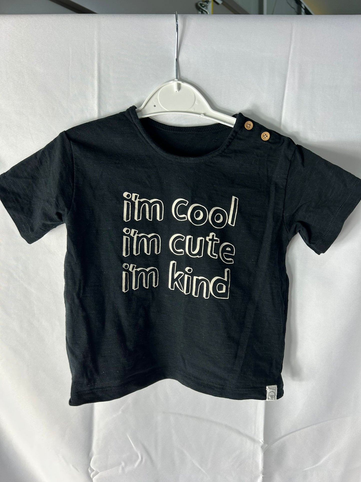 Babies GEORGE Black Cool Cute Kind top - Age 12-18 Months