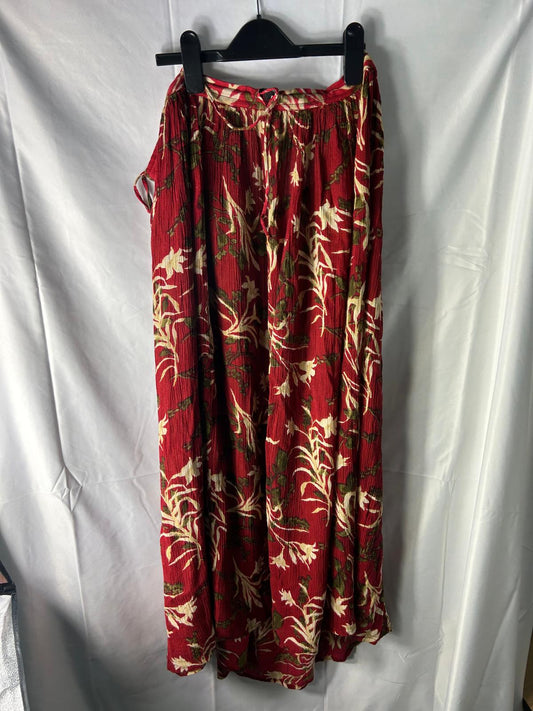 Ladies Wardrobe Essentials Floor length Red floral skirt - Size Medium