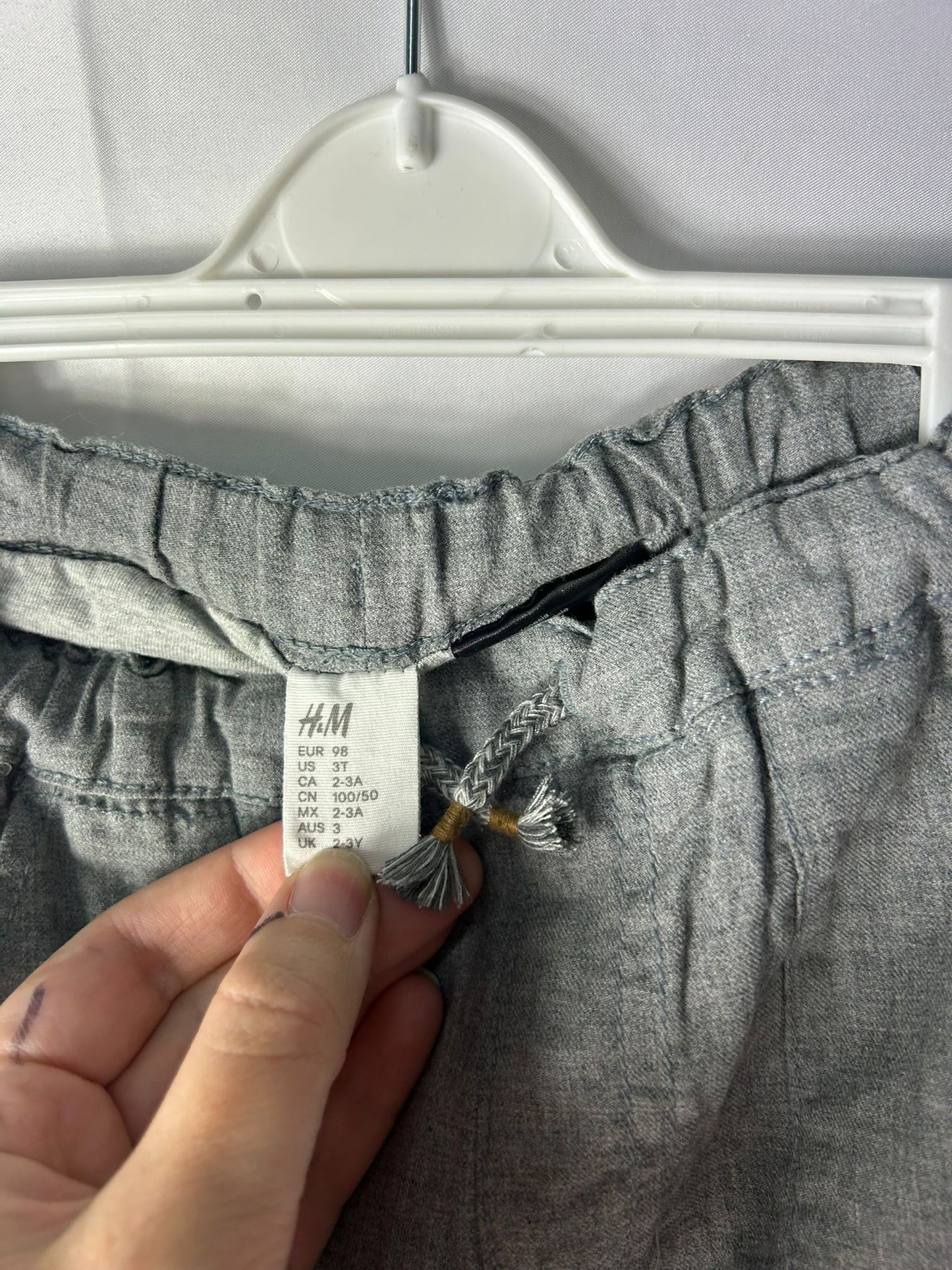 Kids Boys H&M Trousers Grey Linen - Age 2-3 Years