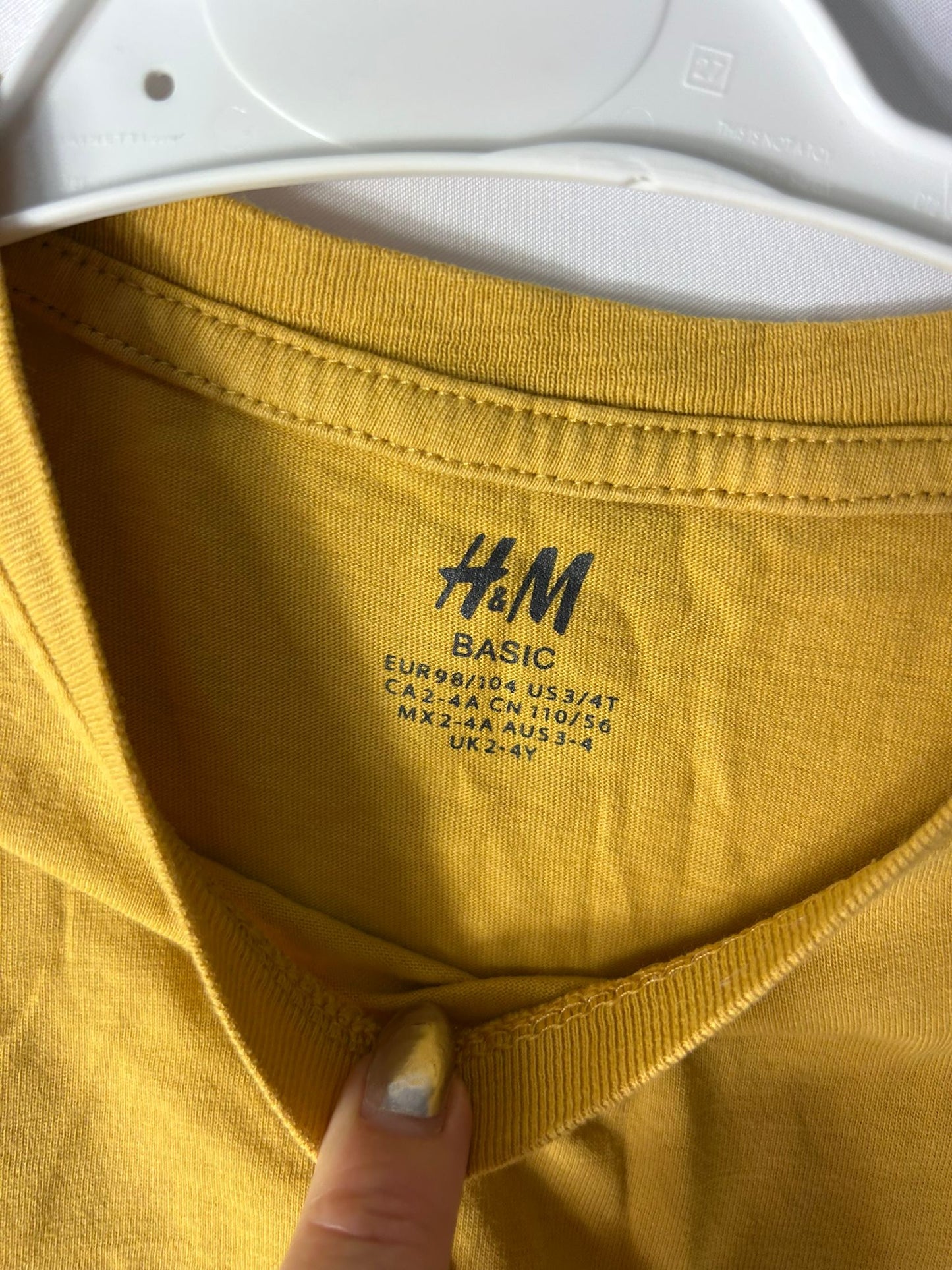 Kids H&M mustard yellow long sleeved top - Age 2-4 Years