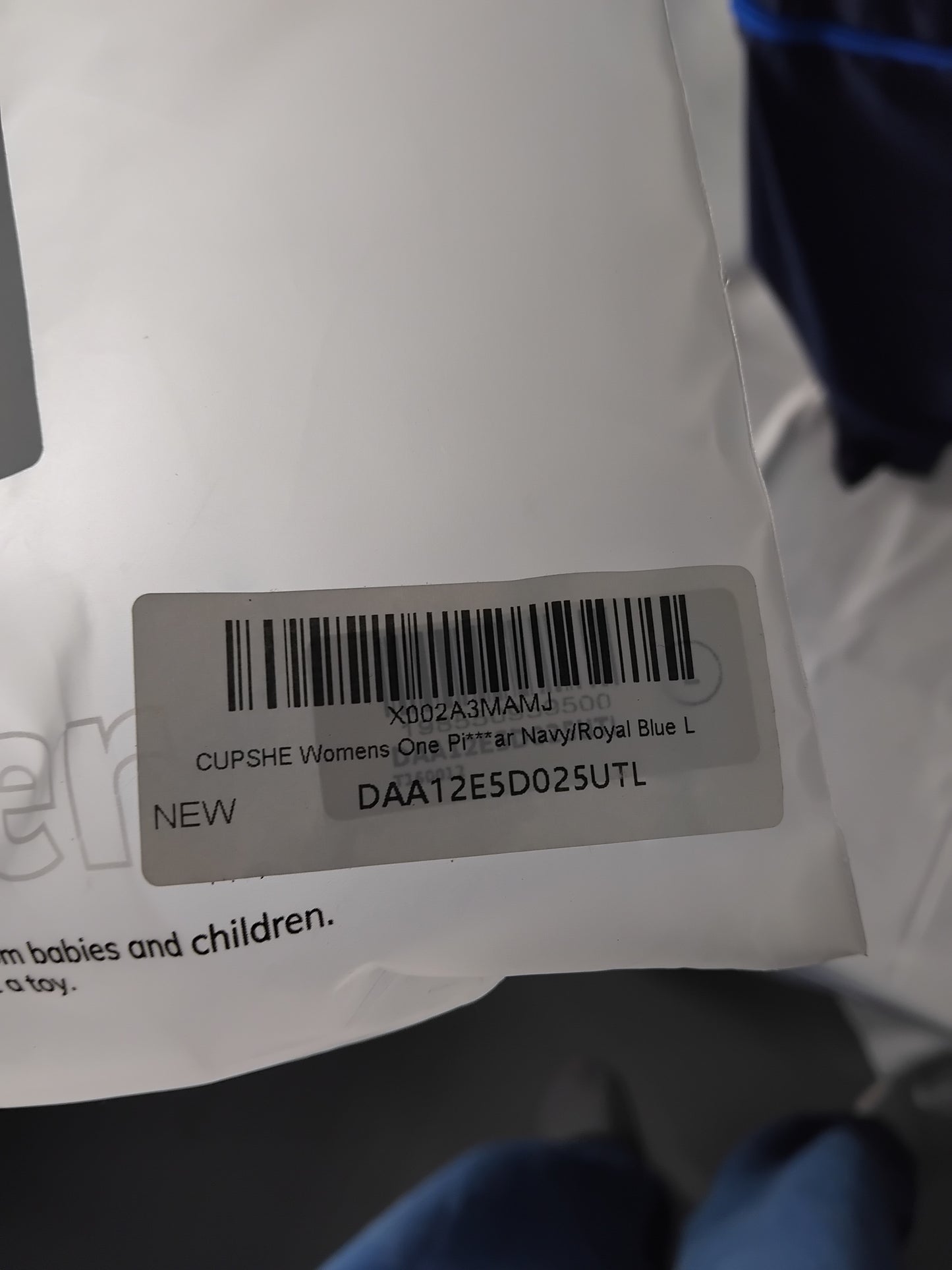 Ladies Swimwear Black Blue One Piece - Size L