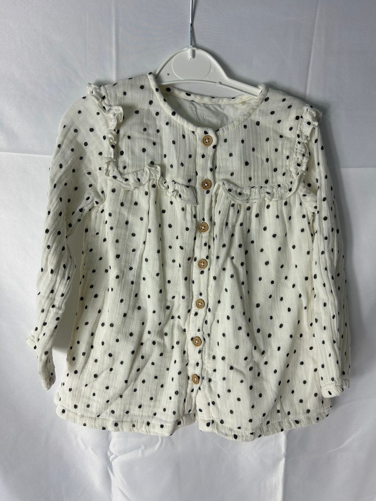 Kids TU Top Cream black polka dot - Age 2-3 Years