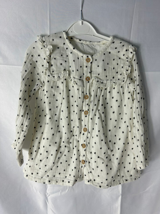 Kids TU Top Cream black polka dot - Age 2-3 Years