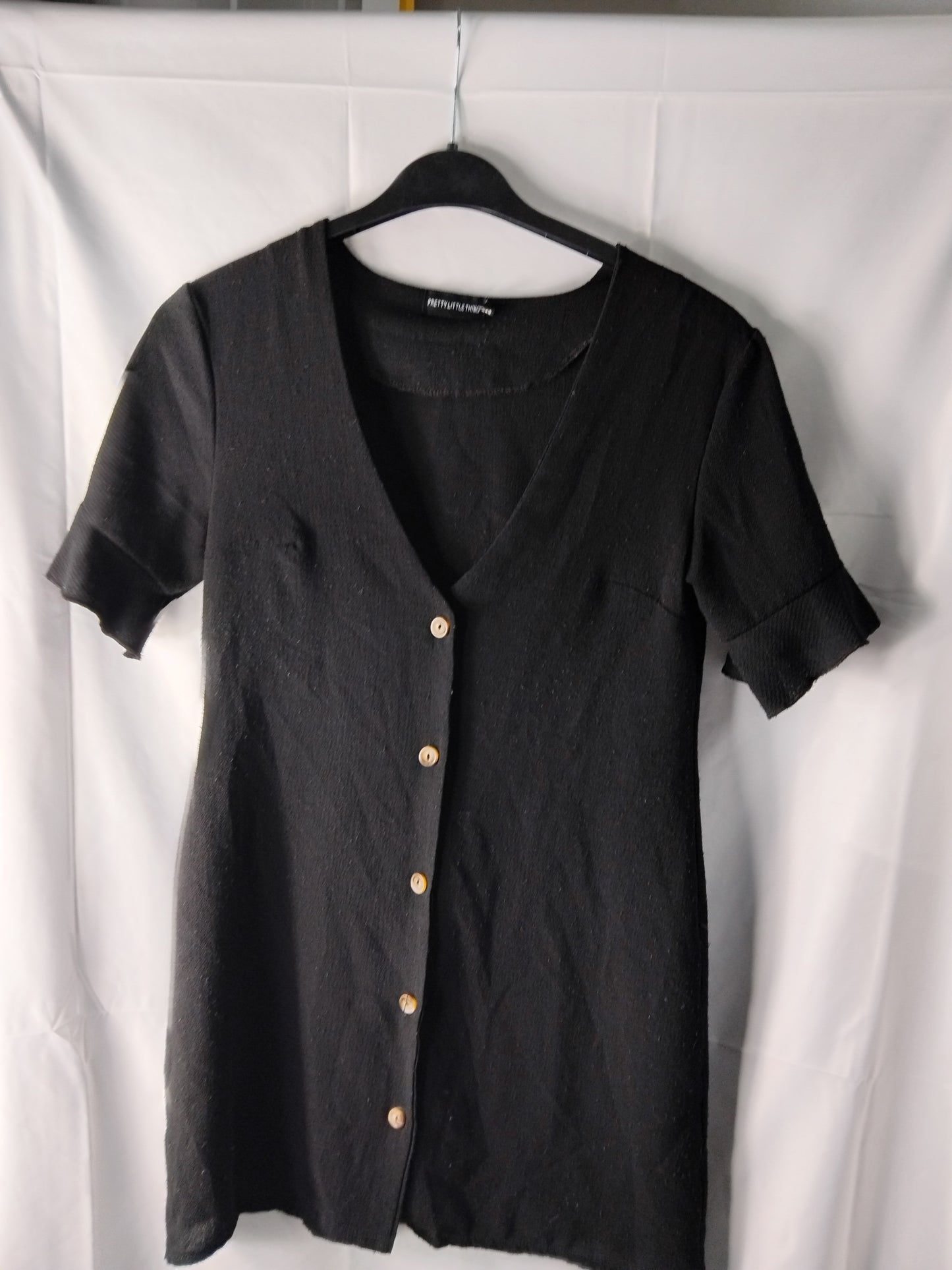 Ladies Short Black Prettylittlething Dress - Size 8