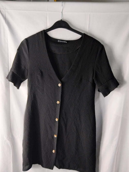 Ladies Short Black Prettylittlething Dress - Size 8