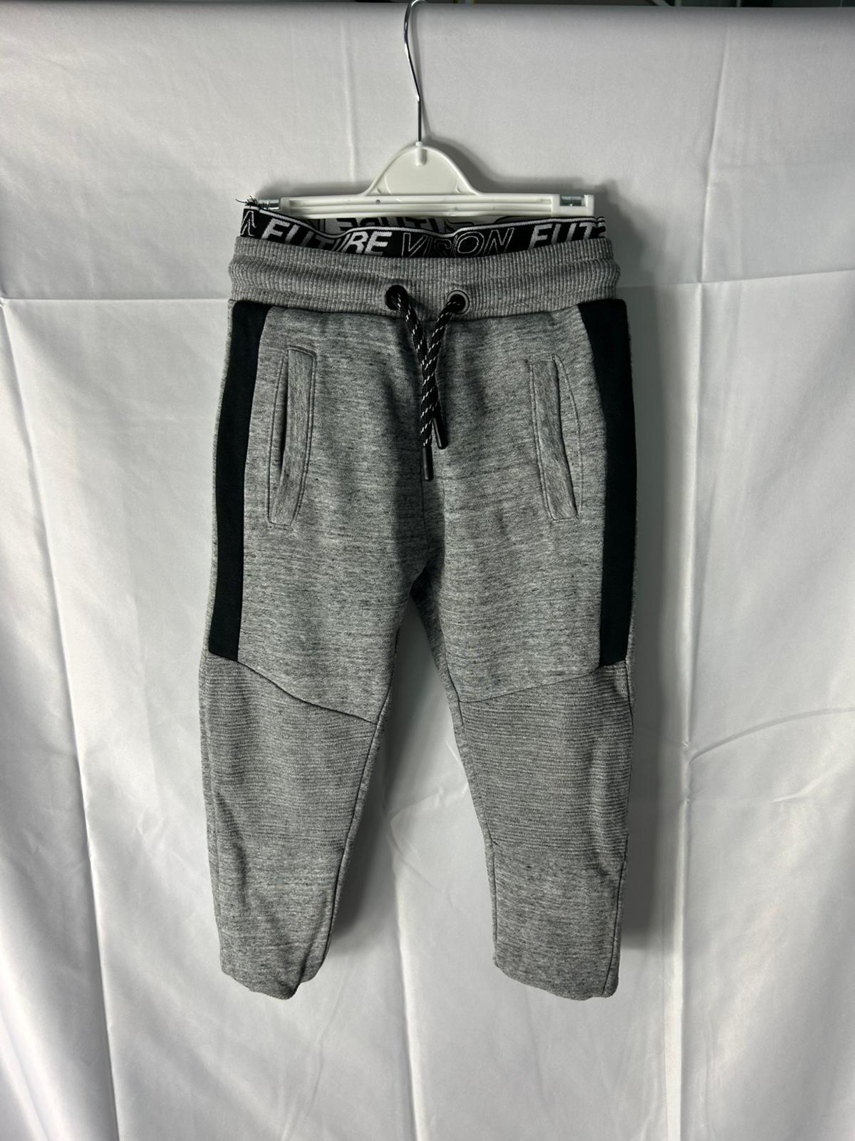 Kids Boys NUTMEG Grey Joggers with Black Waistband  - Age 3-4 Years