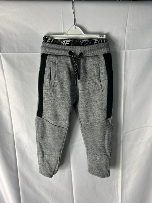 Kids Boys NUTMEG Grey Joggers with Black Waistband  - Age 3-4 Years