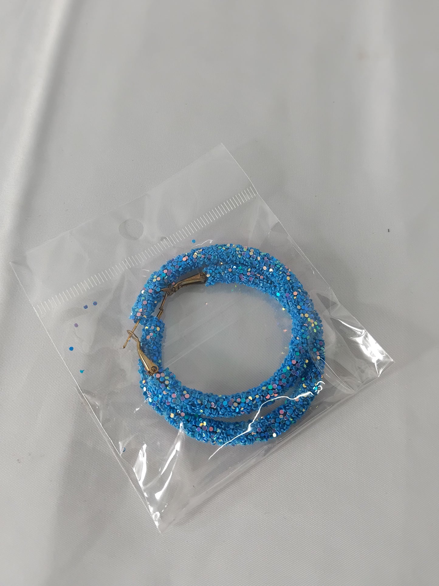 Light Blue Glitter Hoop Earrings