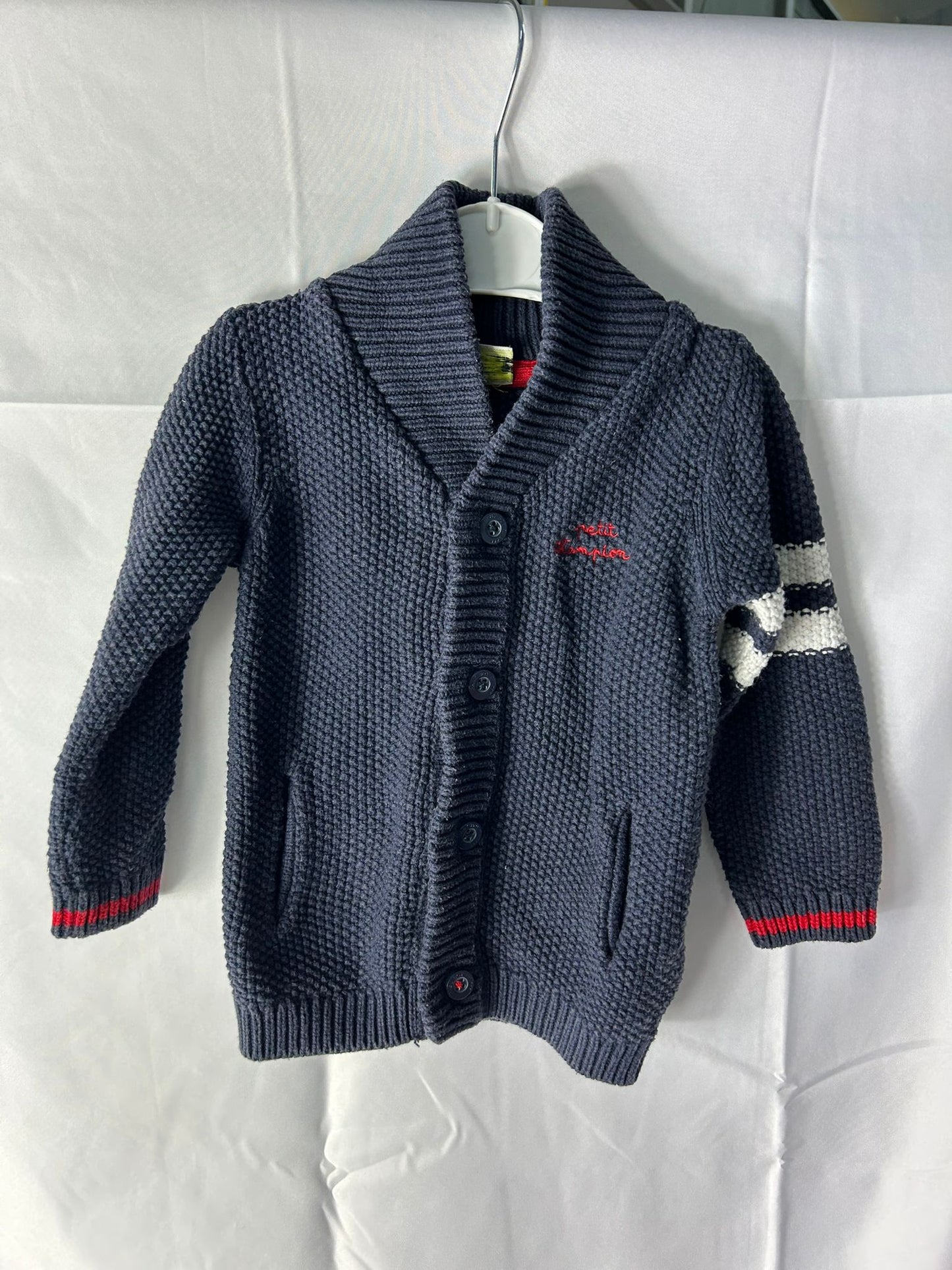 Babies TAO Jumper Navy button up - Age 12 Months