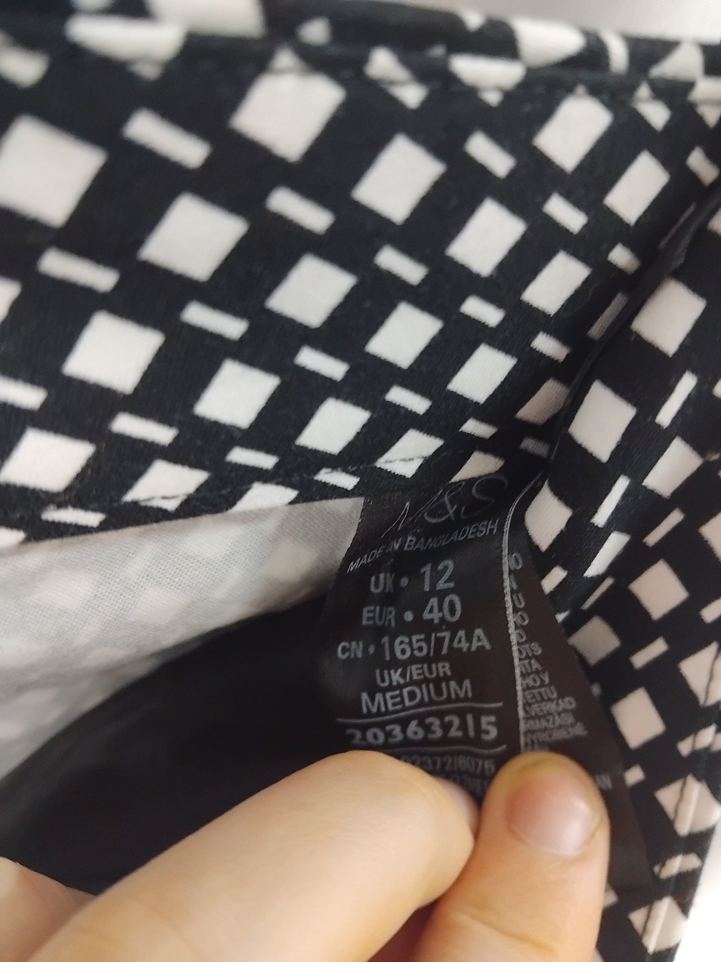 Ladies Trousers M&S black white geometric formal - Size 12