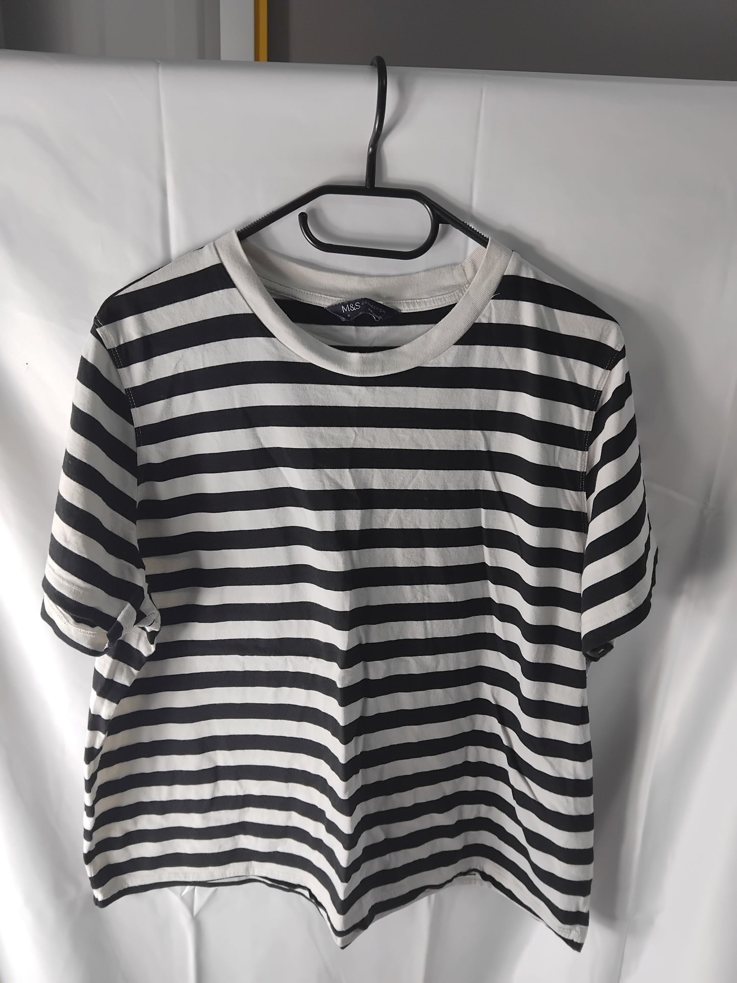 Ladies top M&S black white stripes tee  - Size 16