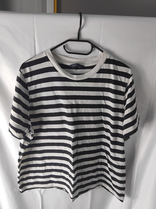 Ladies top M&S black white stripes tee  - Size 16