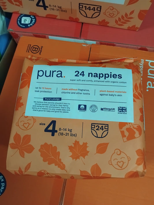 Pura Nappies / Diapers Pack of 24 - Size 4 (8-14 Kg)